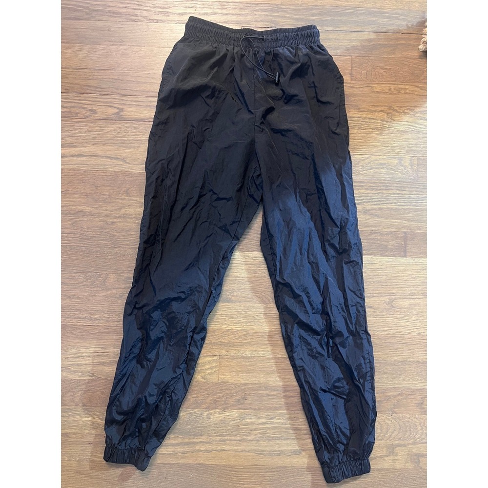 Topshop Womens Joggers Pair Black Windbreaker & Tan Fleece Sweatpants Size 0-2